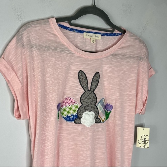 Clover + Pine NEW Size Medium Swing Tee Easter Bunny 3D Pink A7 - Picture 2 of 6